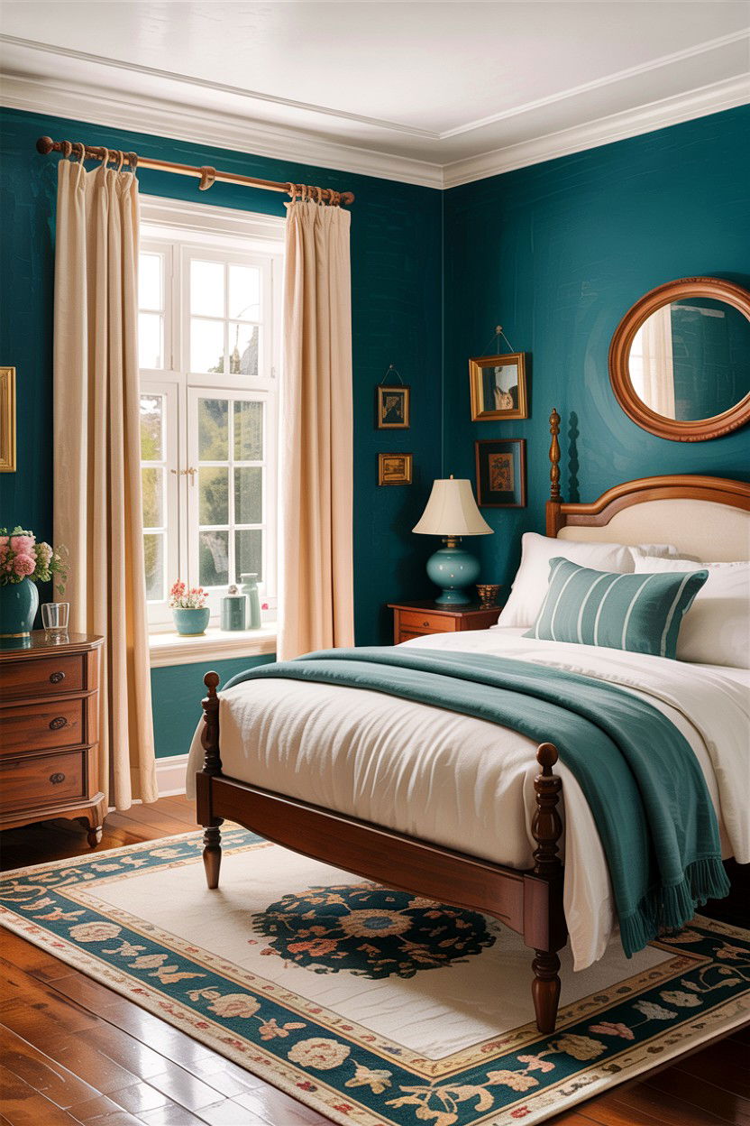 Teal and cream bedroom - 30 teal bedroom decor ideas