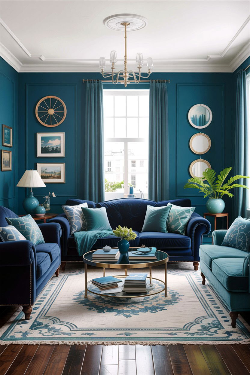 Teal and navy living room - 30 traditional teal living room ideas