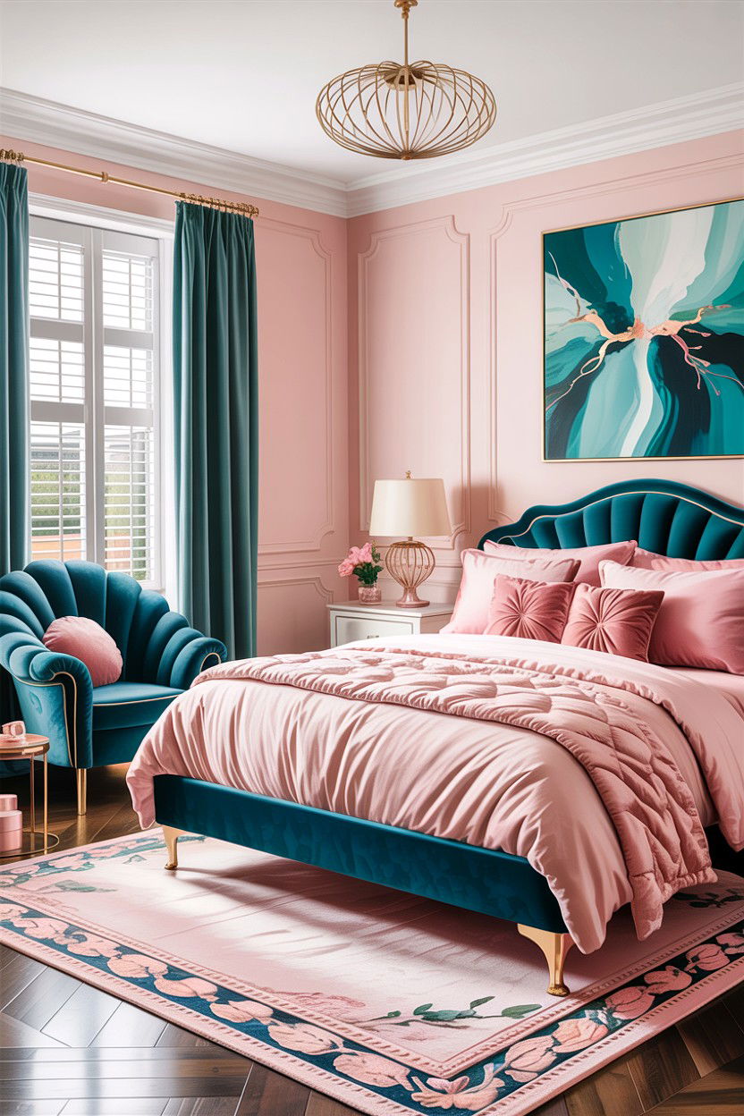 Teal and pink bedroom - 30 teal bedroom decor ideas