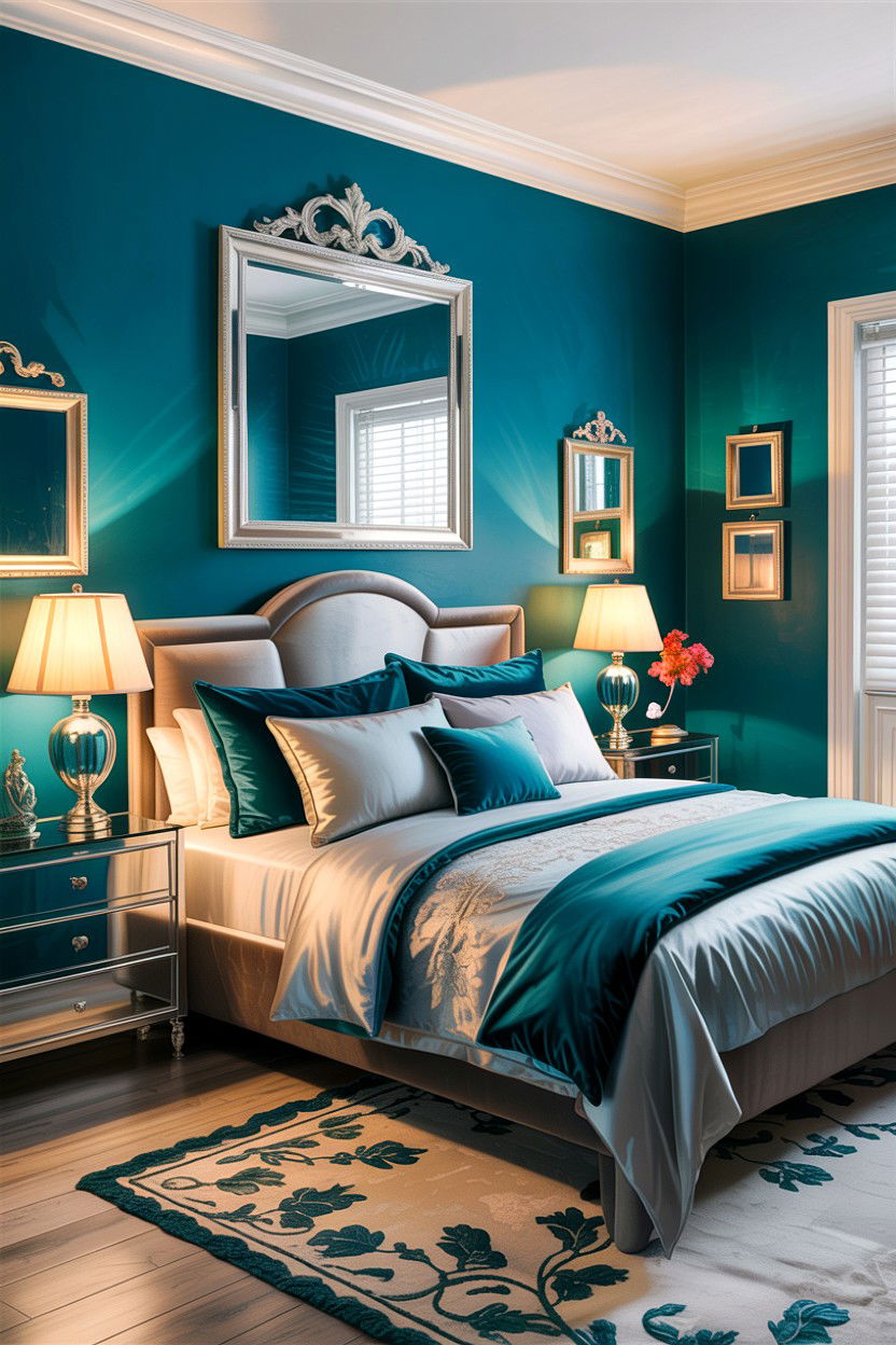 Teal and silver bedroom - 30 teal bedroom decor ideas