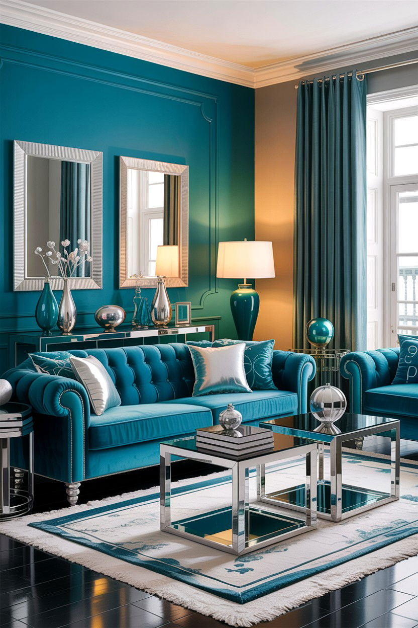 Teal and silver living room - 30 cool toned living room ideas