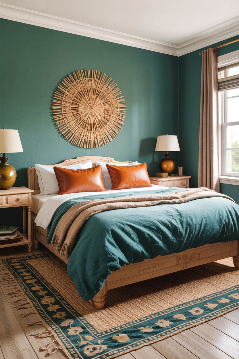 Teal and tan bedroom - 30 rustic teal bedroom ideas