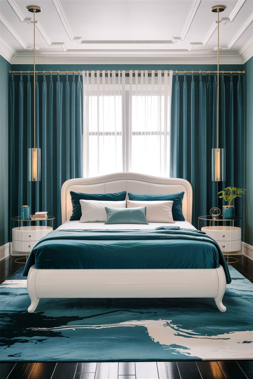 Teal and white contemporary bedroom - 30 teal and white bedroom ideas