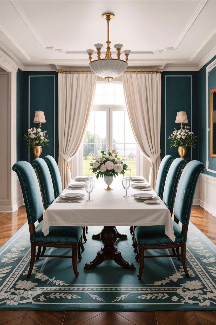 Teal and white formal dining room - 30 teal and white dining room ideas
