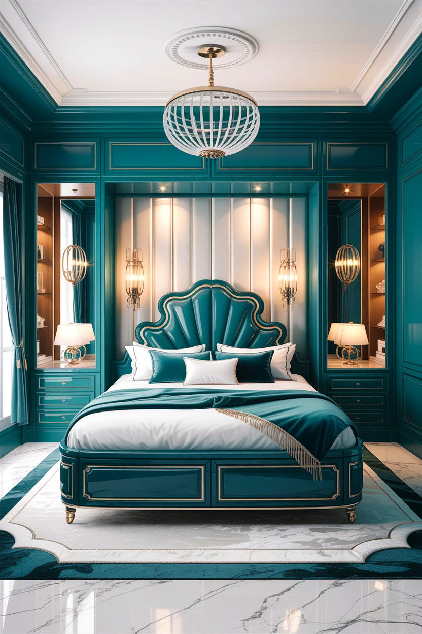 Teal and white luxury interior - 30 teal and white bedroom ideas