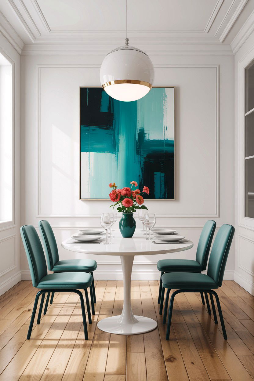 Teal and white minimalist dining room - 30 teal and white dining room ideas