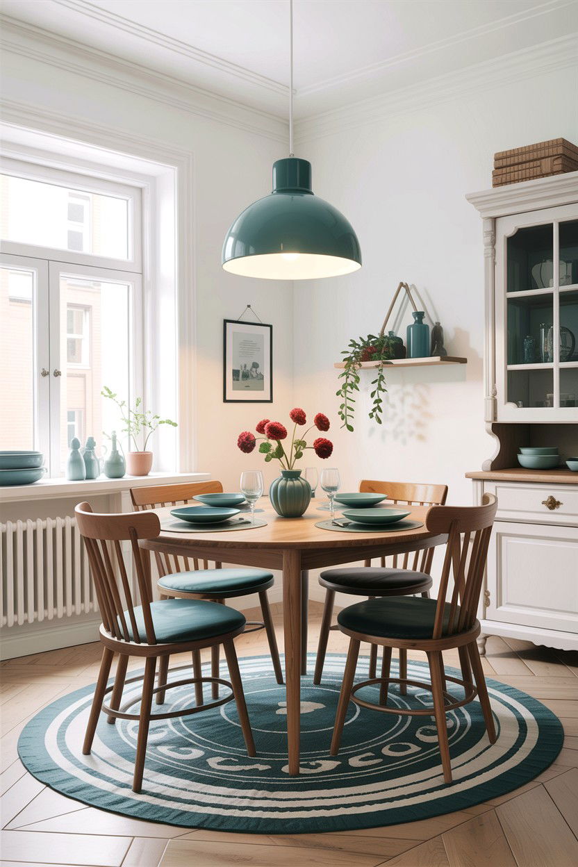 Teal and white scandinavian dining room - 30 teal and white dining room ideas