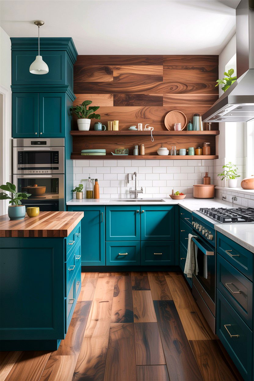 Teal and wood kitchen - 30 teal kitchen design ideas