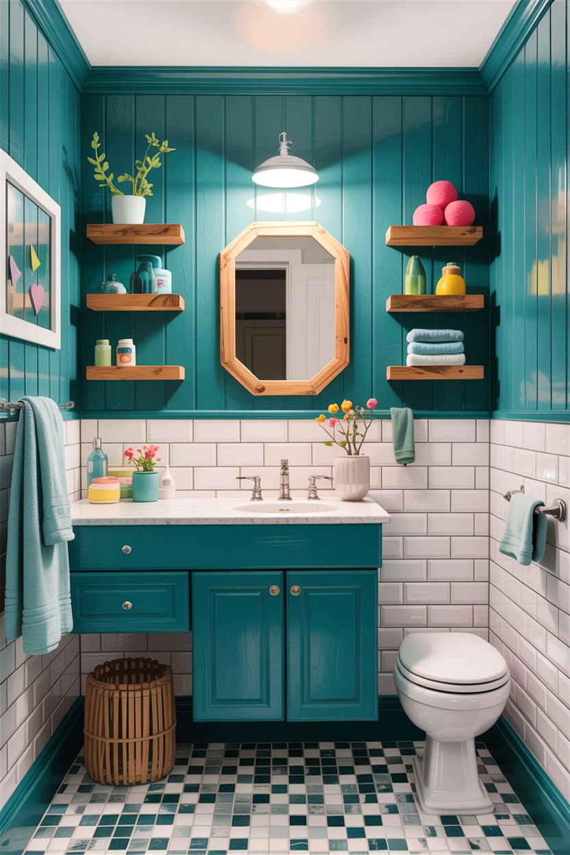 Teal board and batten bathroom - 30 bathroom board and batten ideas