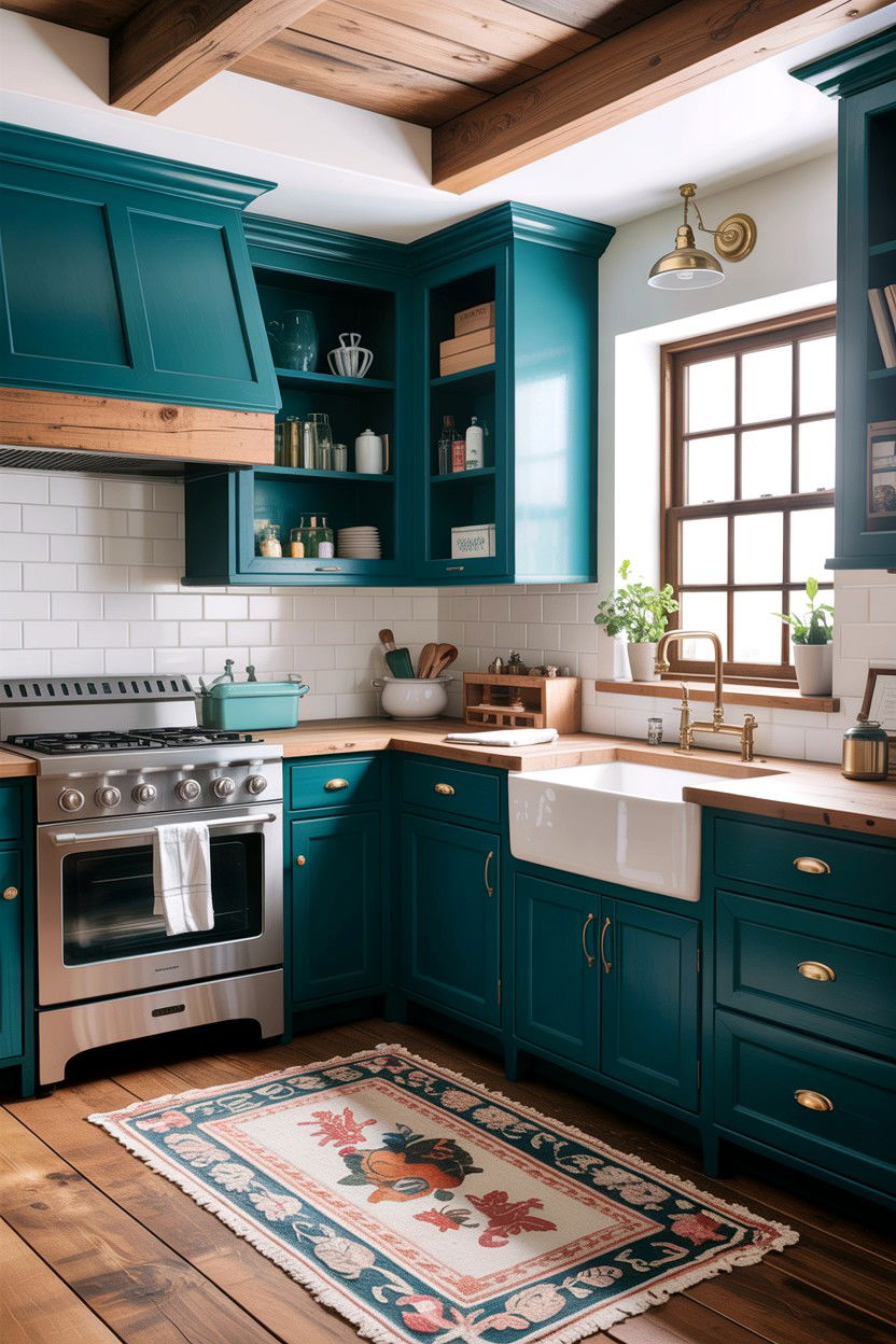Teal farmhouse kitchen - 30 teal kitchen design ideas