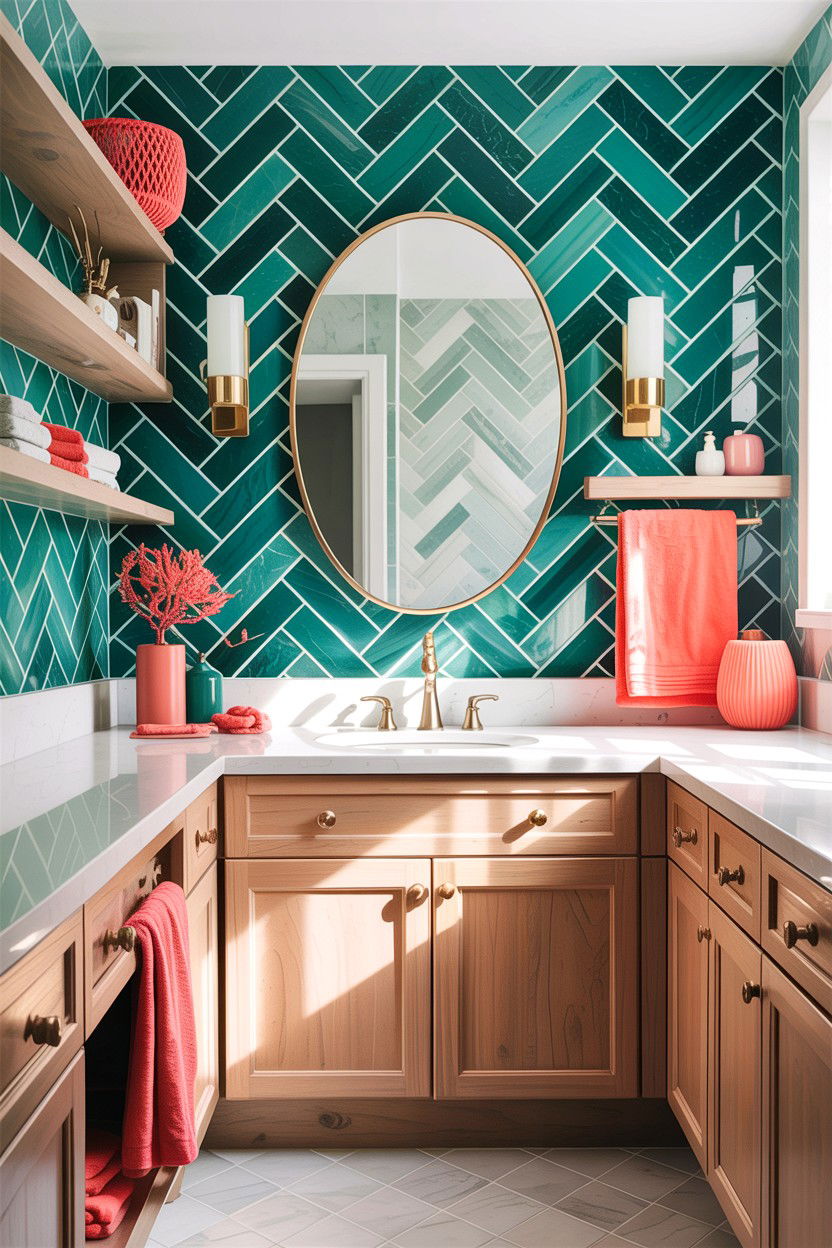 Teal green bathroom backsplash - 30 green bathroom ideas
