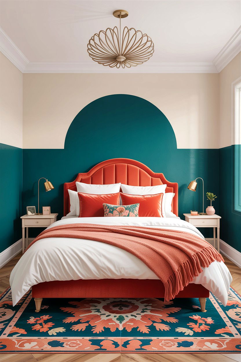 Teal half wall bedroom - 30 bedroom half painted walls