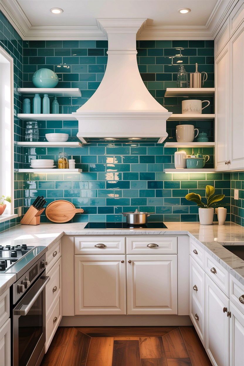 Teal kitchen backsplash tile - 30 teal kitchen design ideas