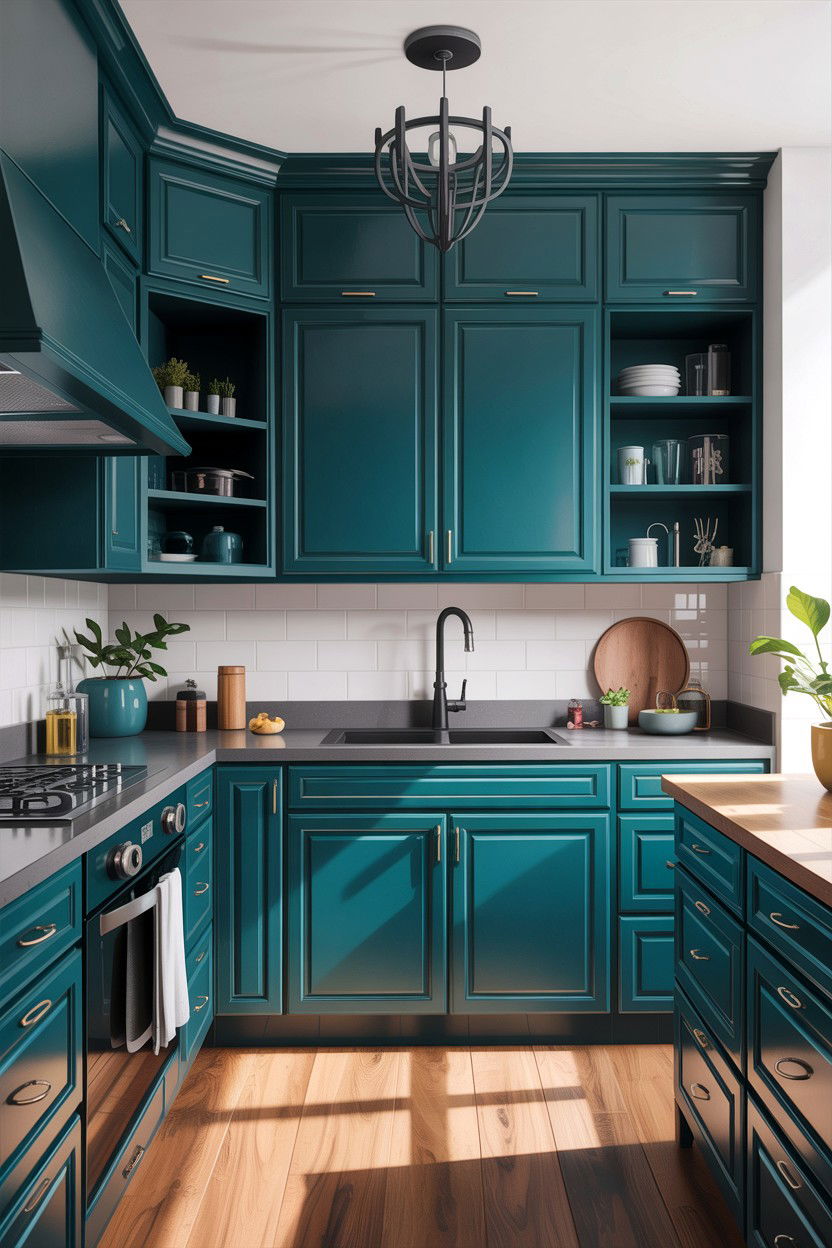 Teal kitchen black accents - 30 teal kitchen design ideas