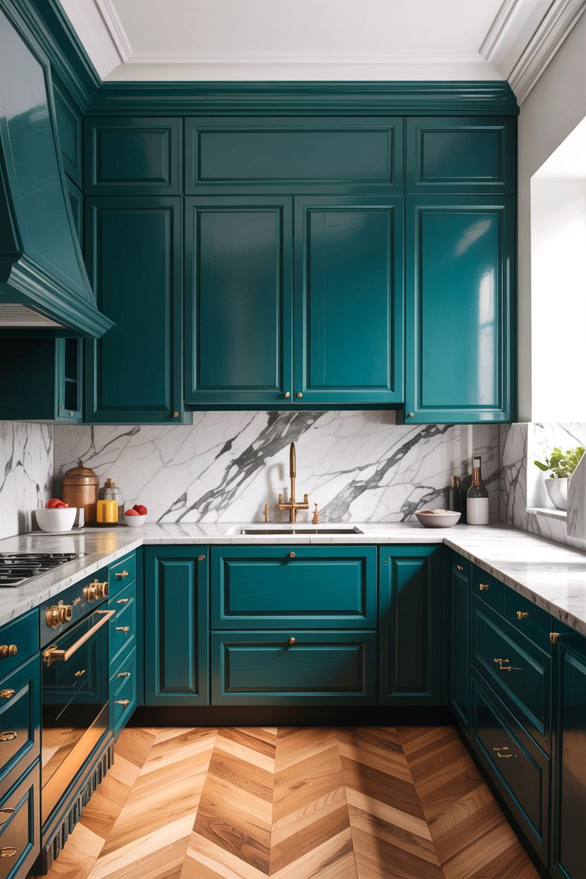 Teal kitchen marble countertops - 30 teal kitchen design ideas