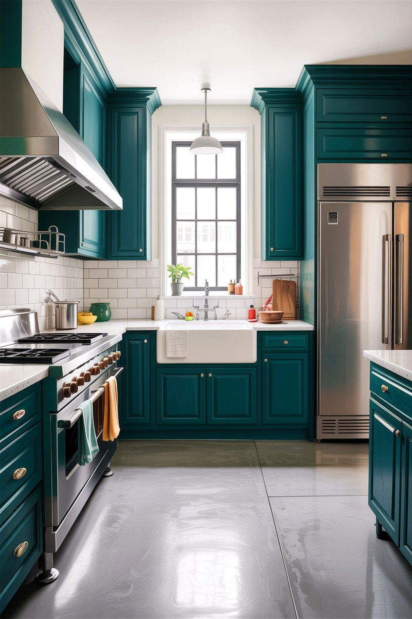 Teal kitchen stainless steel appliances - 30 teal kitchen design ideas
