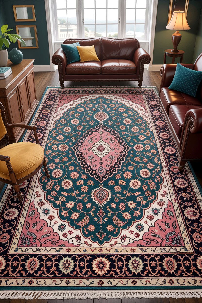 Teal living room rug - 30 traditional teal living room ideas