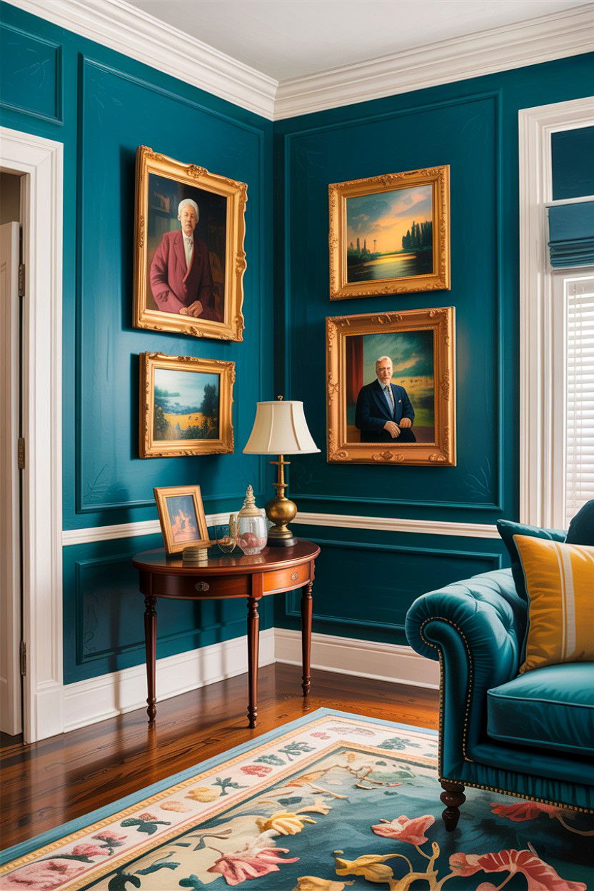 Teal living room walls - 30 traditional teal living room ideas