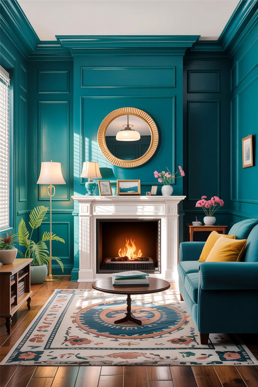 Teal living room with molding - 30 traditional teal living room ideas