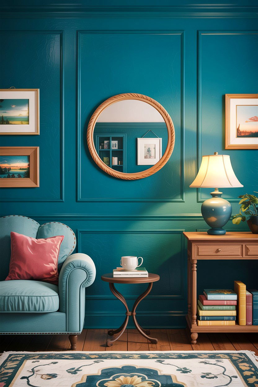 Teal living room with wainscoting - 30 traditional teal living room ideas