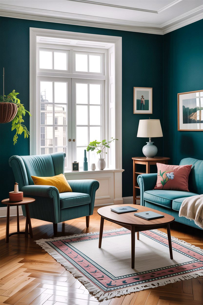 Teal scandinavian living room - 30 scandinavian blue living room ideas