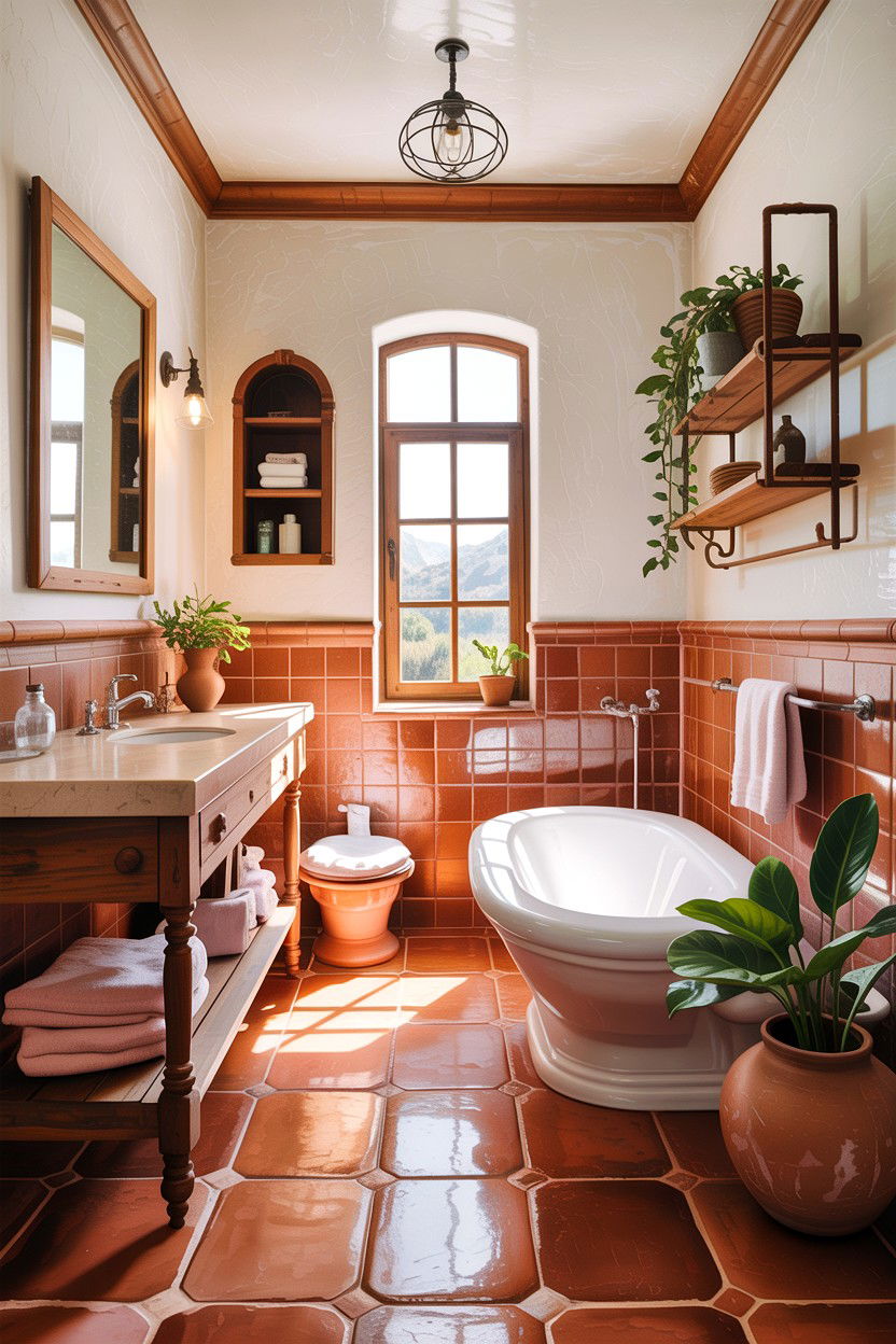 Teracotta tile bathroom - 30 inspiring bathroom ideas
