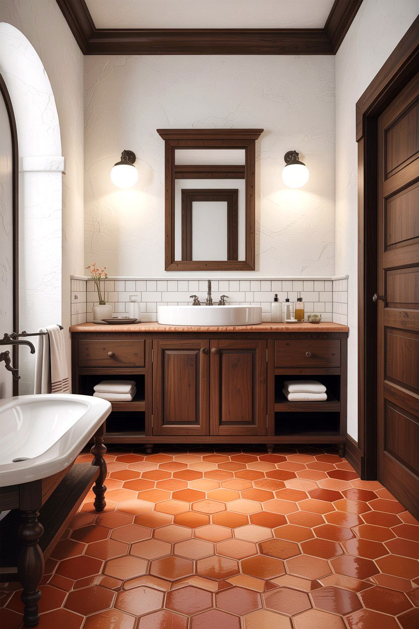 Terracotta Bathroom Floor - 30 Italian bathroom ideas