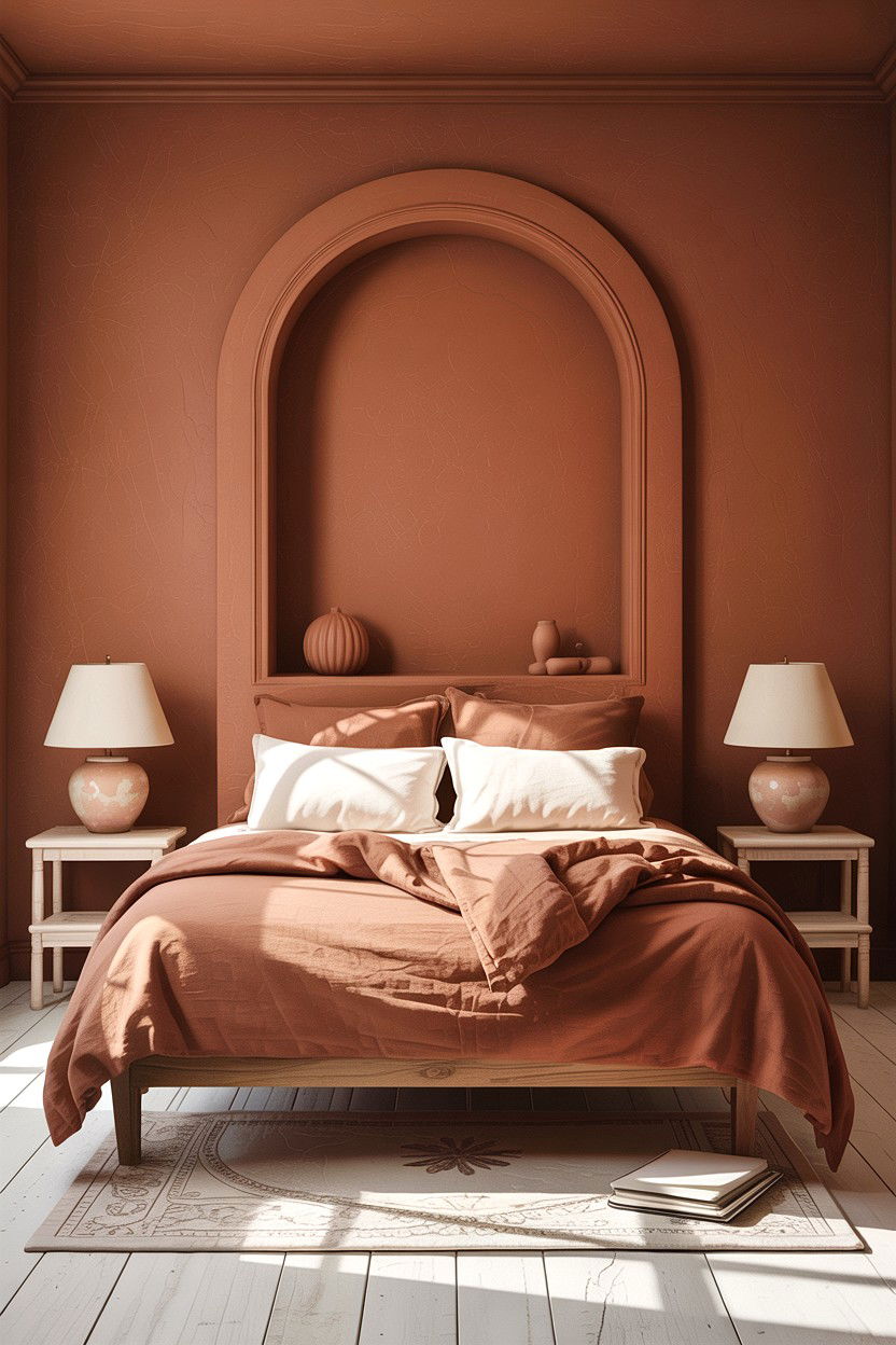 Terracotta Brown Bedroom - 30 warm brown bedroom ideas