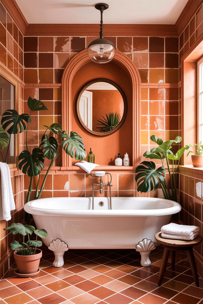 Terracotta Clay Bathroom Tile - 30 accent tile bathroom ideas