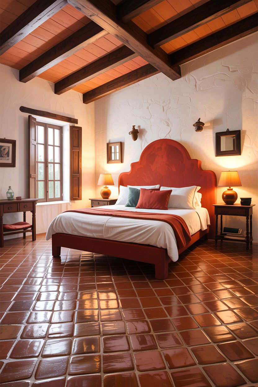 Terracotta Floor Tiles - 30 bedroom floor ideas