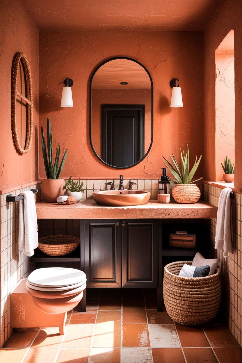 Terracotta Guest Bathroom - 30 guest bath decor ideas
