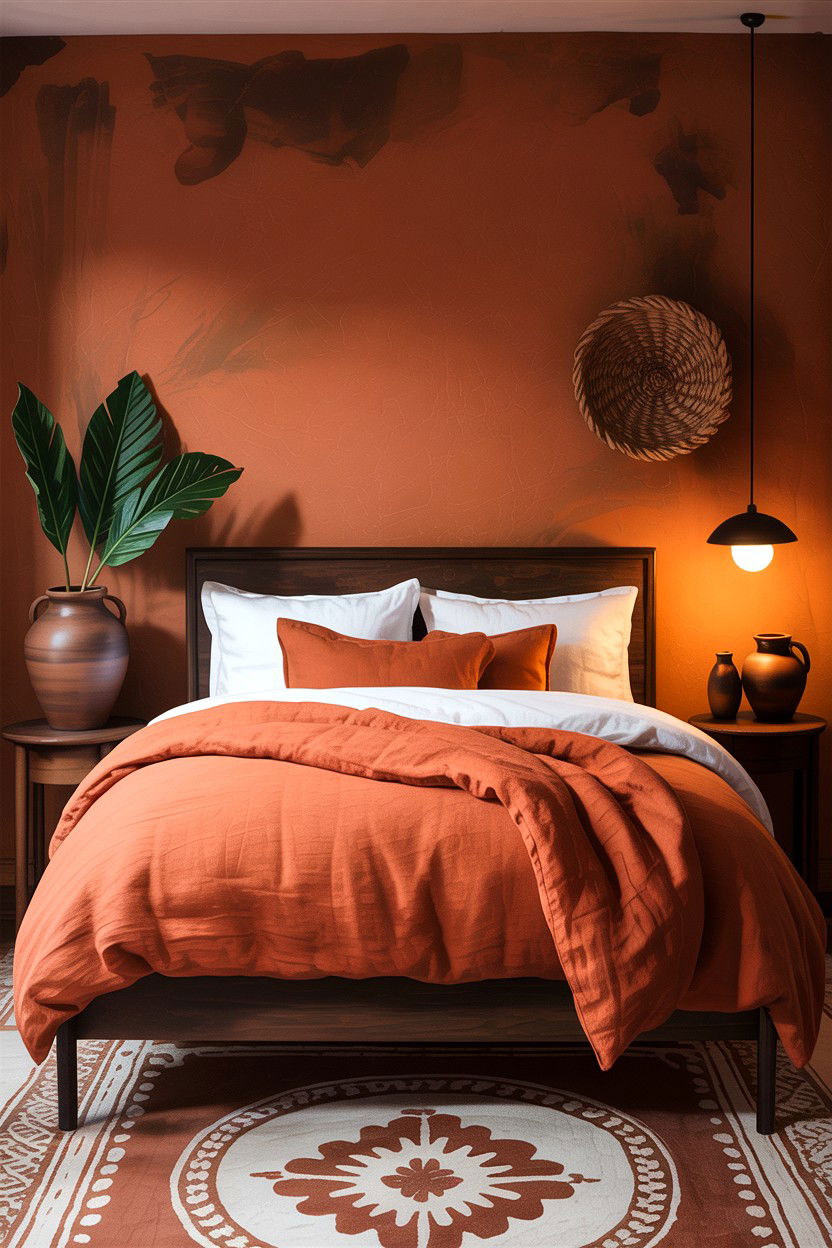 Terracotta Linen Bedding - 30 linen bedroom ideas