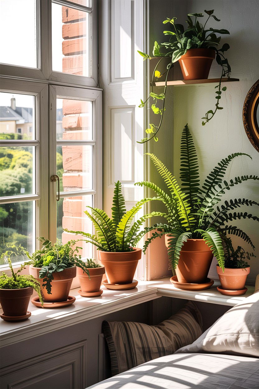 Terracotta Pots With Plants - 30 cottage core bedroom ideas