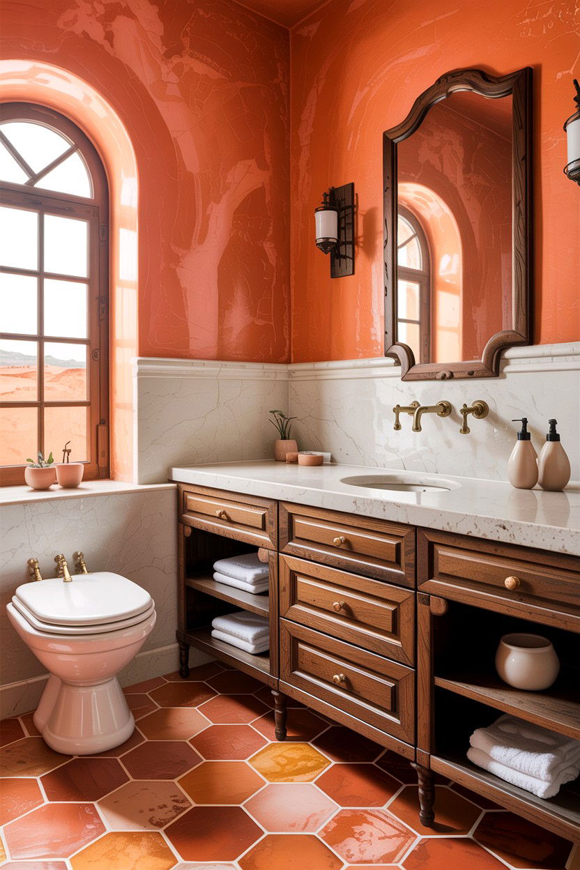 Terracotta Tile Bathroom - 30 desert bathroom ideas