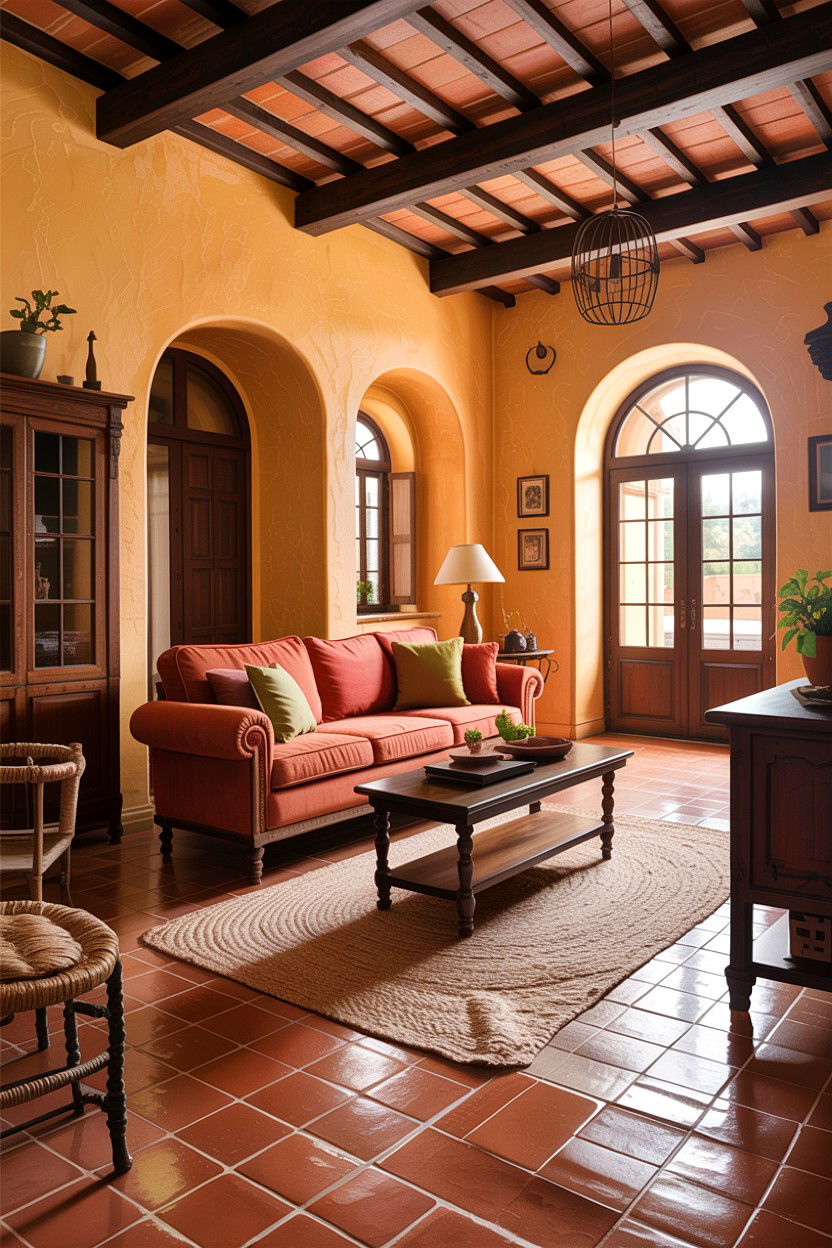 Terracotta Tile Living Room - 30 living room Tuscan furniture ideas