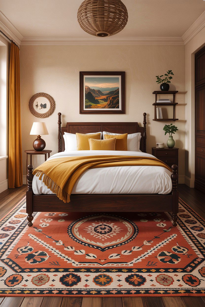 Terracotta Wool Rug - 30 bedroom wool rugs