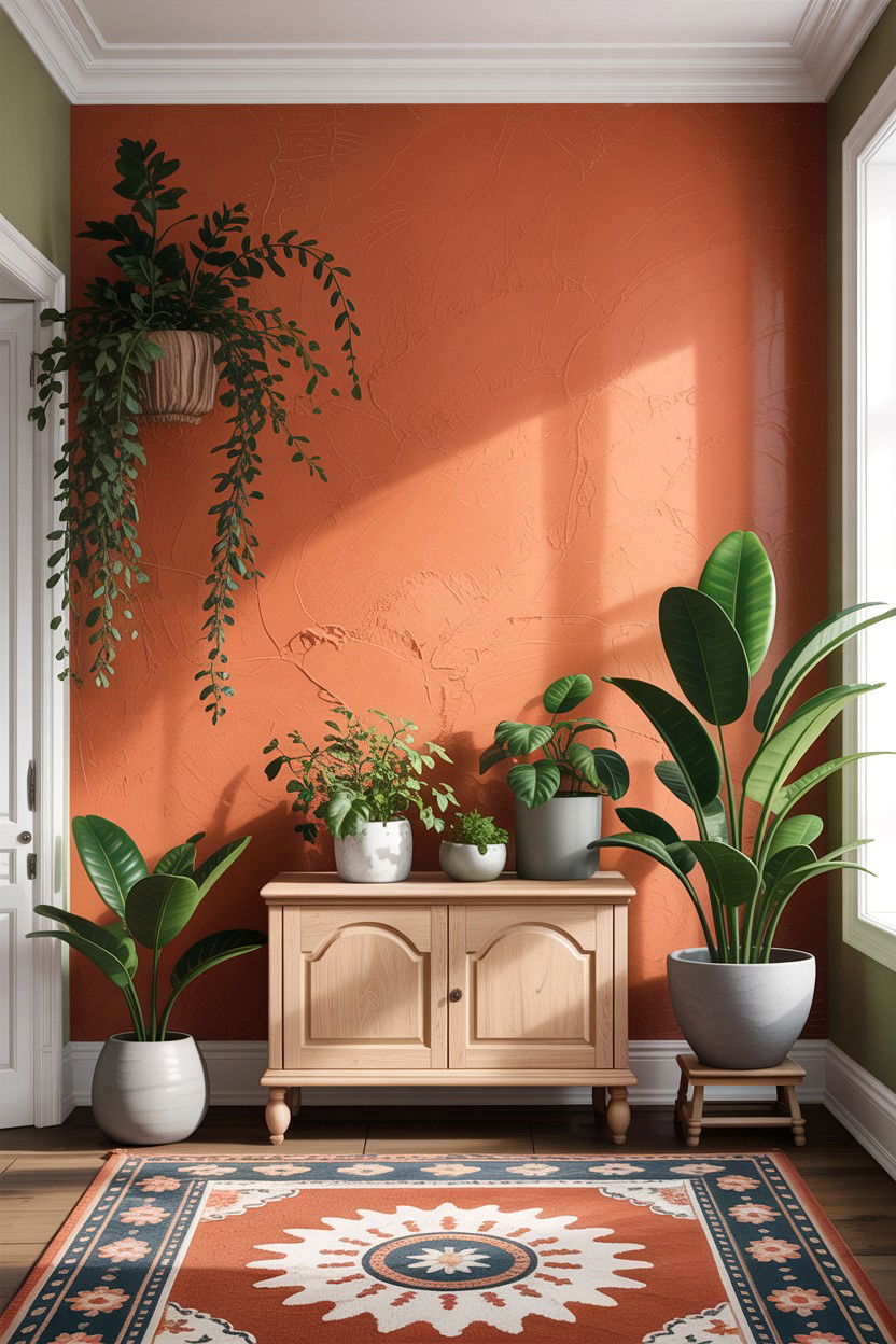 Terracotta accent wall - 30 Indian bedroom ideas