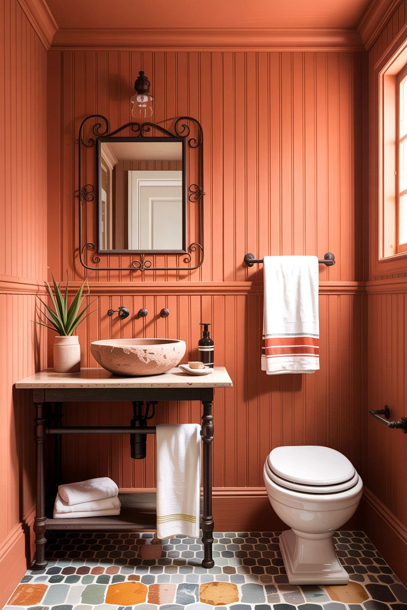 Terracotta bathroom beadboard - 30 bathroom beadboard ideas