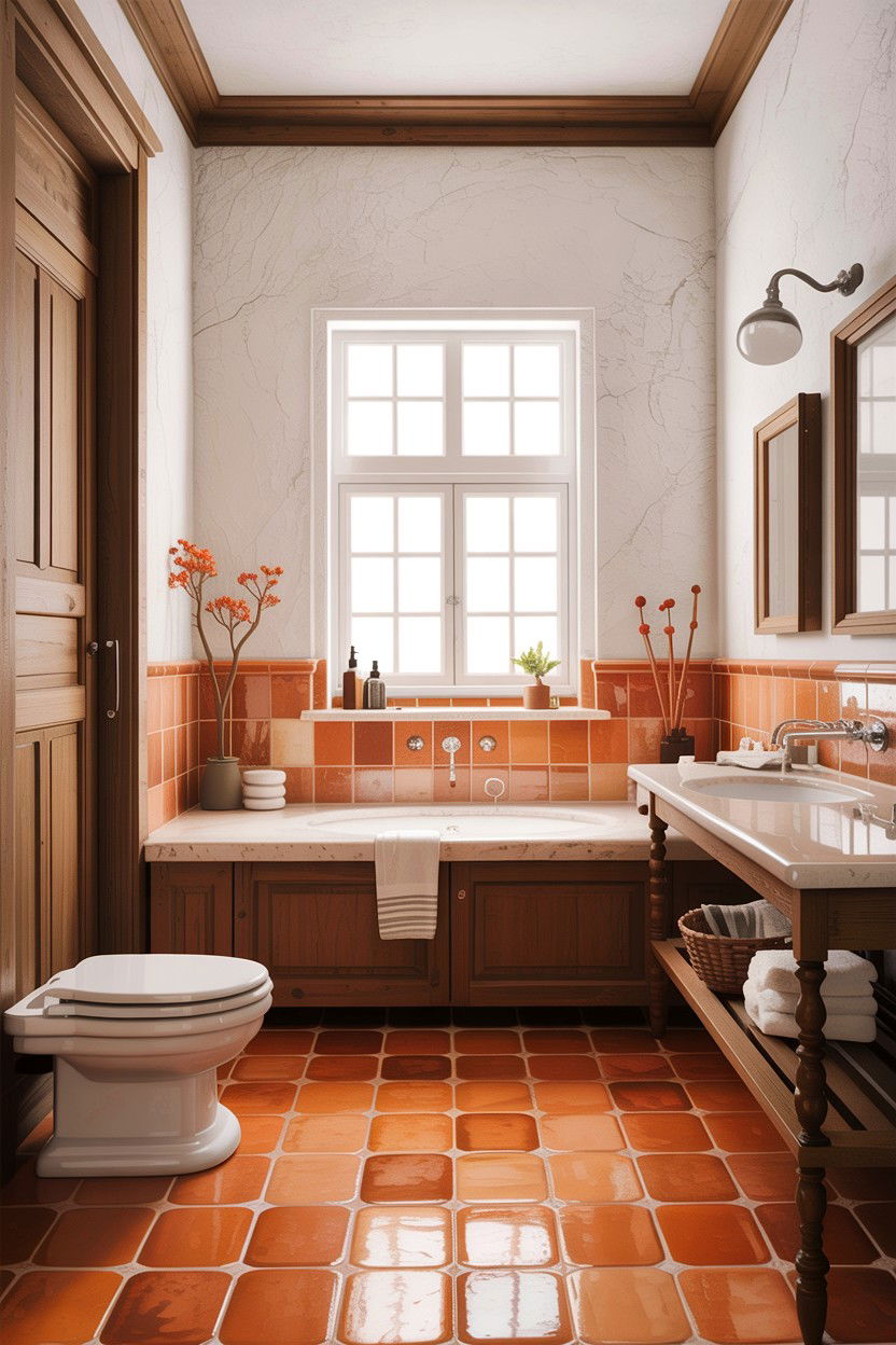 Terracotta bathroom tiles - 30 bathroom design ideas