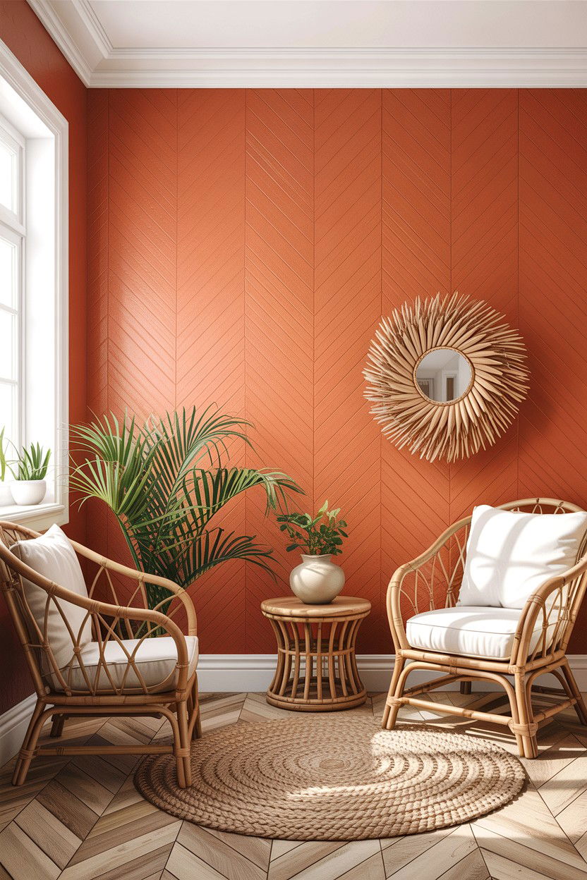 Terracotta chevron wall paint - 30 bedroom chevron wall ideas