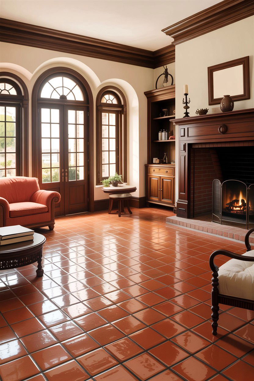 Terracotta floor living room - 30 Italian living room ideas