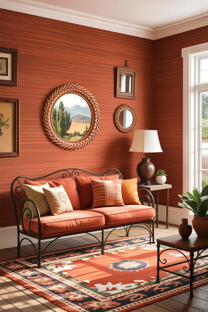 Terracotta grasscloth wallpaper - 30 living room grasscloth wallpapers