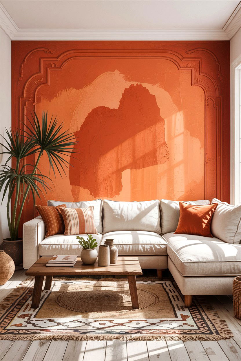 Terracotta paint - 30 living room accent wall ideas