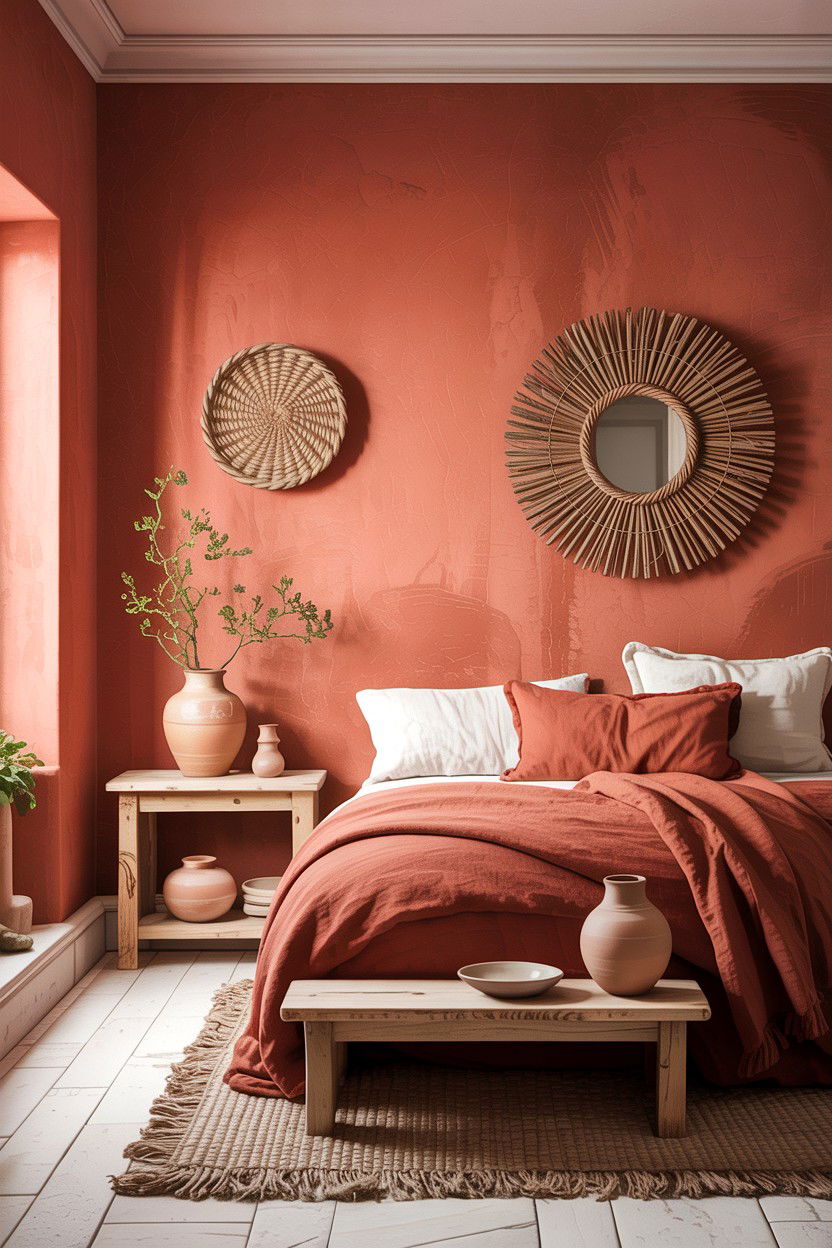 Terracotta pink walls - 30 bedroom pink walls