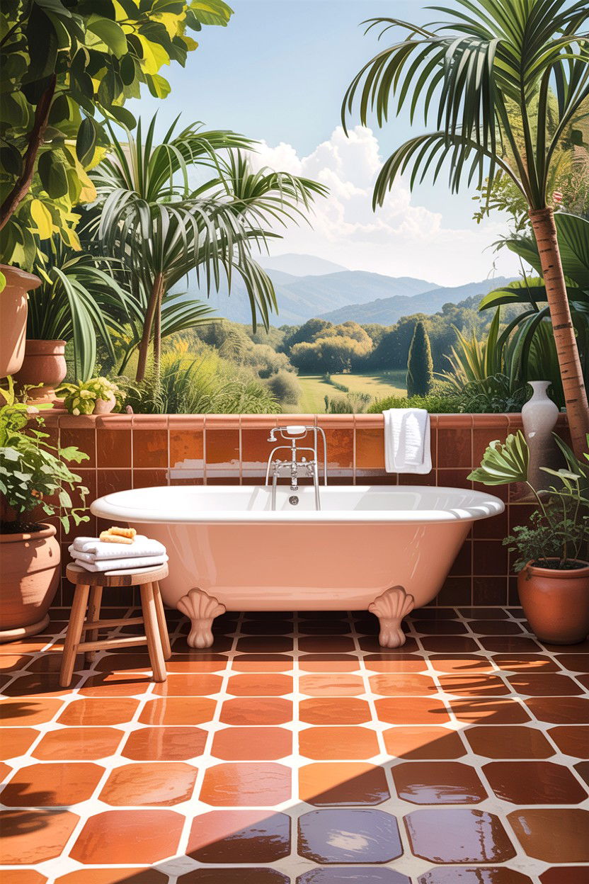 Terracotta tile bathroom - 30 handmade tile bathroom ideas