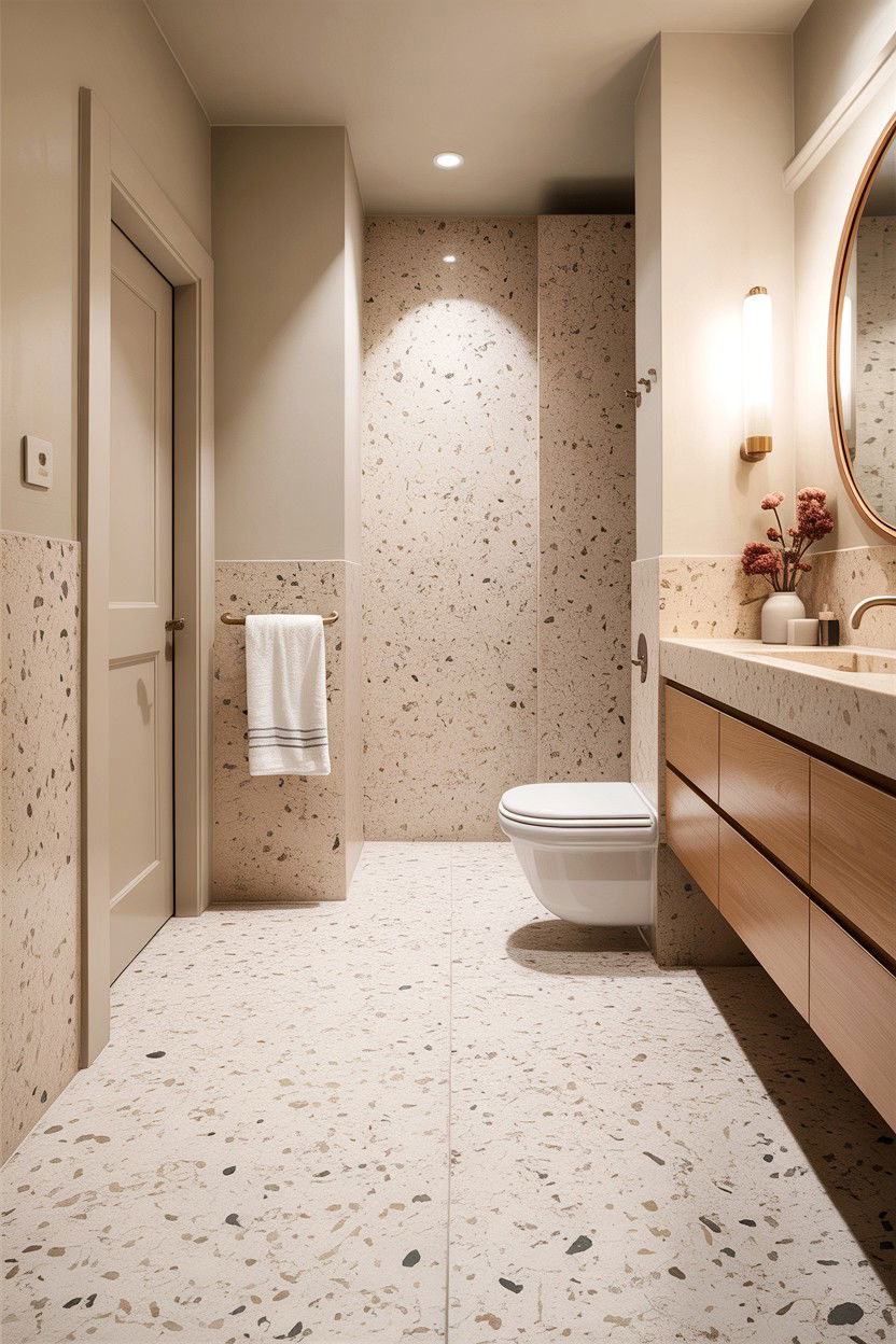 Terrazzo Bathroom Floor - 30 cool neutral bathroom ideas