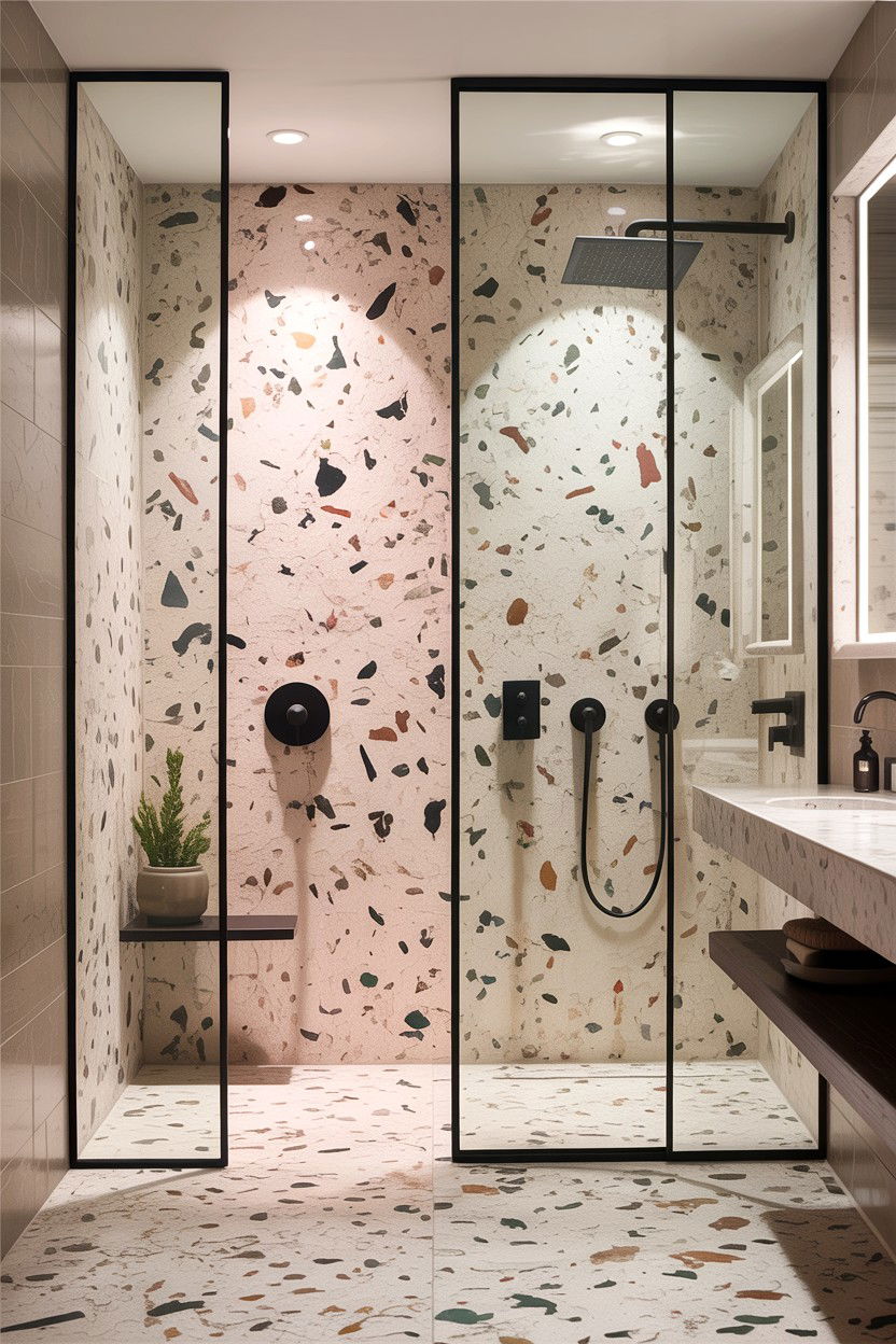 Terrazzo Bathroom Wall - 30 accent tile bathroom ideas