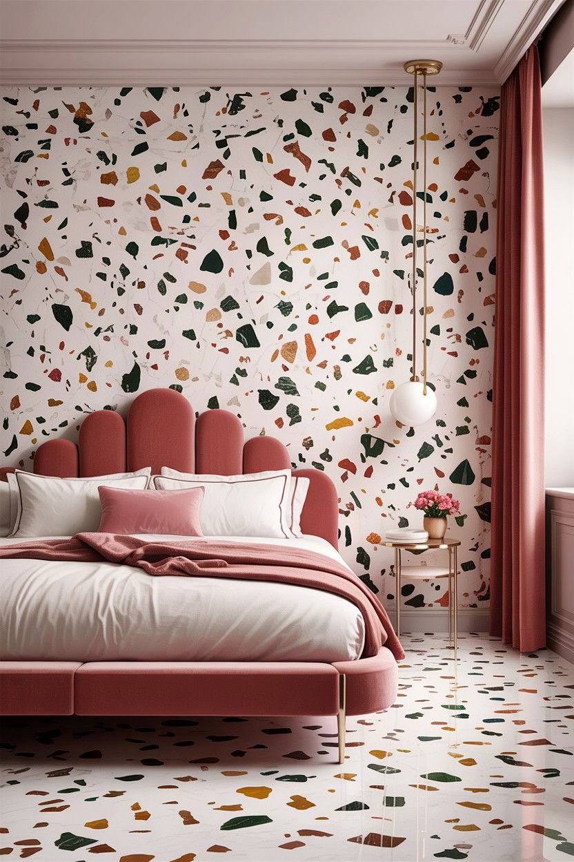 Terrazzo Wall - 30 bedroom accent wall ideas