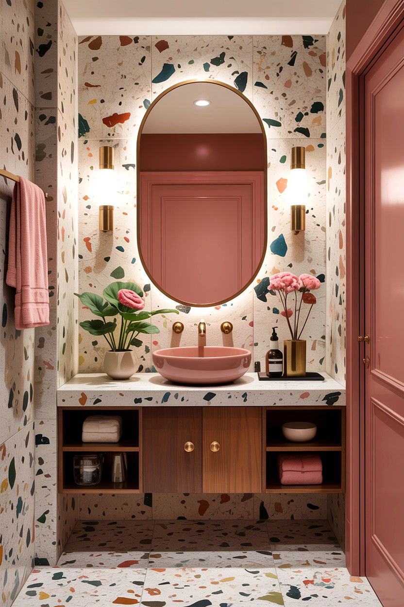 Terrazzo bathroom wall - 30 bathroom accent wall ideas