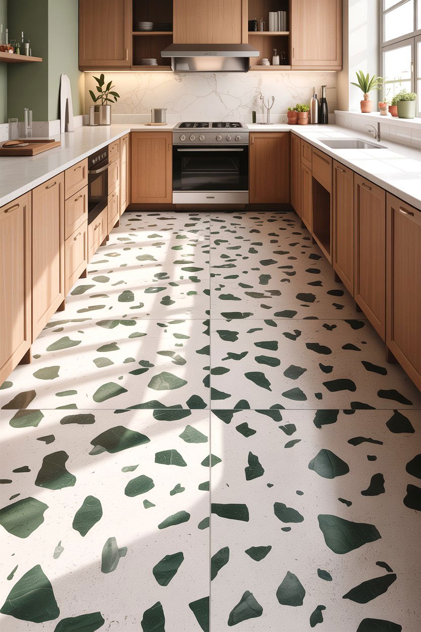 Terrazzo floor - 30 stone kitchen ideas